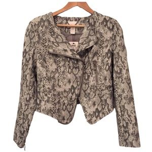 Cache Snake Skin Faux Leather Moto Jacket